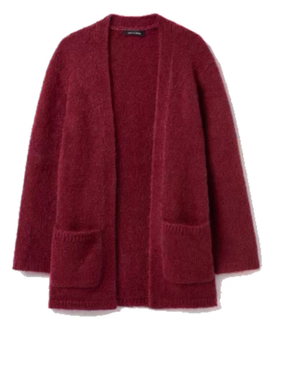 Open-Front Longline Cardigan in Deep Burgundy